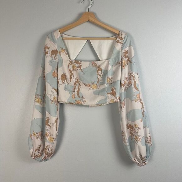 Song of Style Dixie Long sleeve Crop Top in Siren Multi - Picture 4 of 12